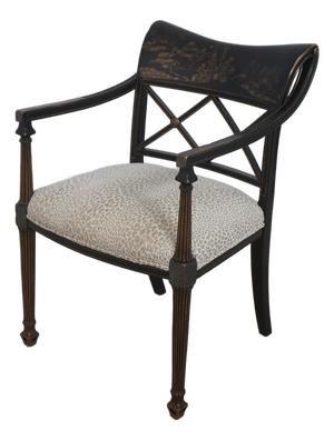 Interior Crafts Black & Gold Chinoiserie Arm Chair