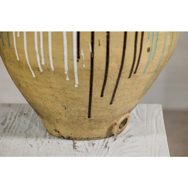 Ceramic Large Antique Japanese Drip-Glazed Stoneware Jar with Multicolor Runs For Sale - Image 7 of 18