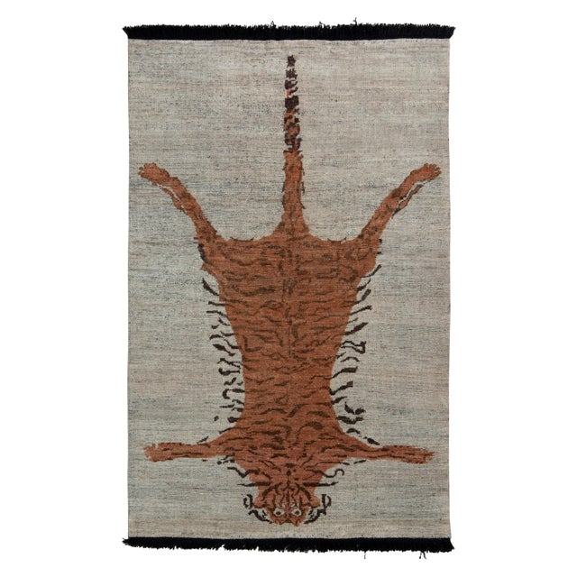 Rug & Kilim Tiger Skin Style Rug in Orange, Gray Pictorial, 3x5 For Sale In New York - Image 6 of 6