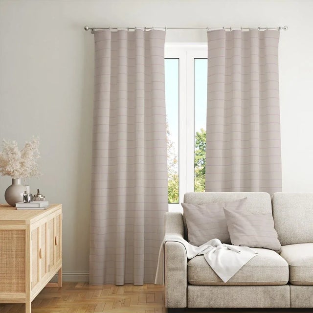 English Cadiz Stripe Mauve Double Width Fabric - Sample For Sale - Image 3 of 5