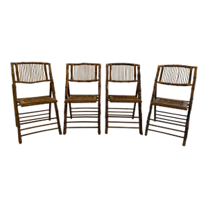 Boho Chic Rattan Burnt Finish Folding Dining Chairs