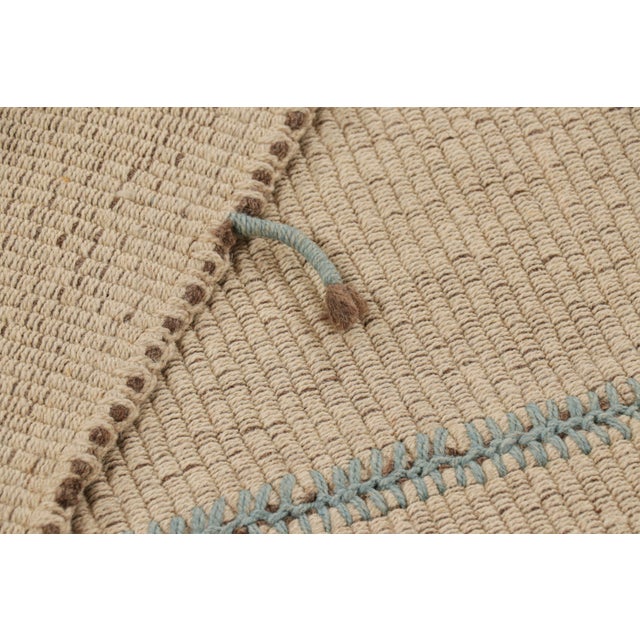 Textile Rug & Kilim’s Oversized Kilim in Beige Textural Stripes and Blue Accents For Sale - Image 7 of 7