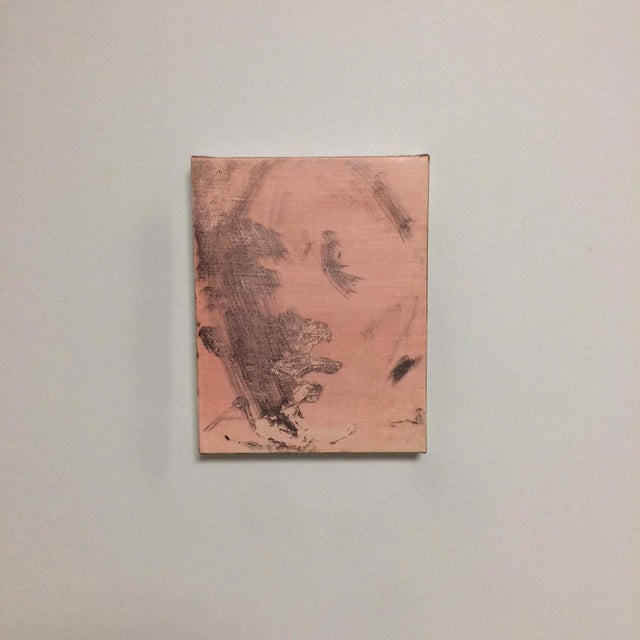 This oil on canvas work features a soft, muted palette with subtle brushstrokes that suggest fleeting forms and ethereal...