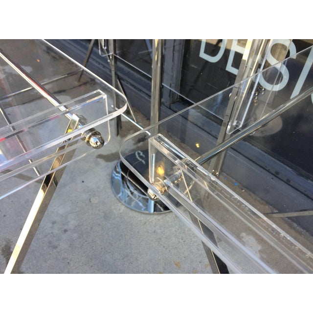 Lucite & Polished Nickel Serving Trays & Stand, Charles Hollis Jones - Set of 5 For Sale - Image 10 of 11