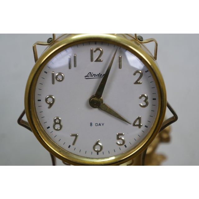 Metal Japanese Linden Art Nouveau Swinging 8 Day Diana Statue Desk Clock 14" For Sale - Image 7 of 18