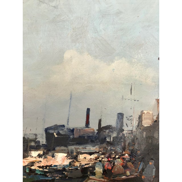 Ezelino Briante, Port de pêche animé, Oil on Wood, Framed For Sale - Image 4 of 10