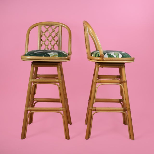 Pair of Swivel Rattan Counter Stools – A stylish and functional vintage pair with timeless island-inspired charm. These...