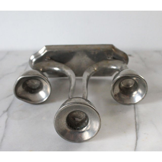Vintage Silver Craft Modernist Style Pewter Candelabra For Sale - Image 4 of 10