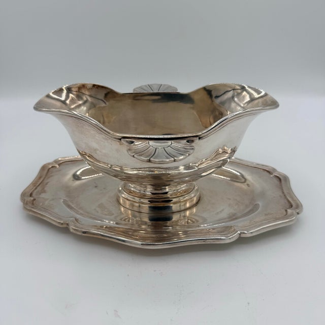 Antique Christofle French Silverplate Gravy Boat With Attached Underplate For Sale - Image 9 of 9
