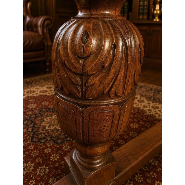 Antique Carved Oak Beauchief Baptist Church Memorial Refectory Table, 1936 For Sale - Image 9 of 12