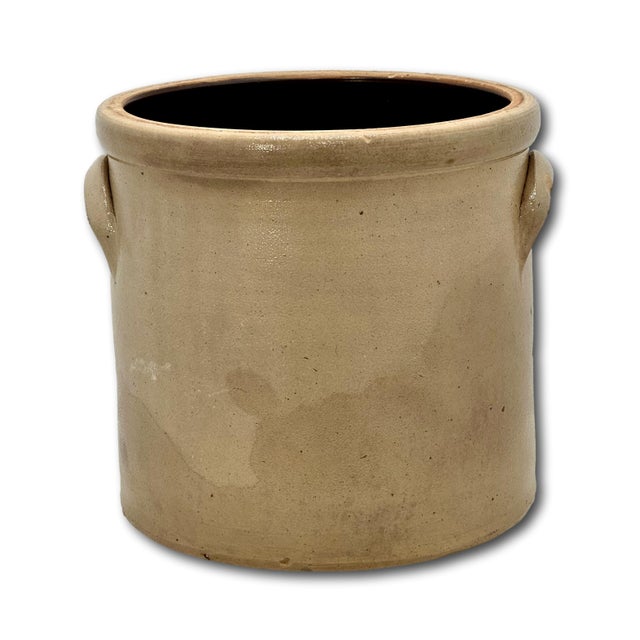 Excellent Antique 1870s American Blue Double Flower Decorated 3 Gallon Stoneware Crock by J Fisher in Lyons New York For Sale - Image 9 of 16