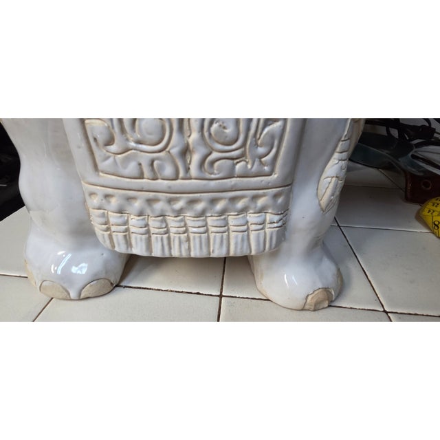 Large Ceramic Elephant Chinosierie Garden Stool Plant Stand For Sale - Image 6 of 7