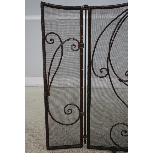 Jan Barboglio Quality Wrought Iron Trifold Fireplace Screen For Sale - Image 11 of 12