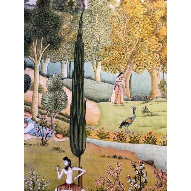 Panoramic wallpaper panels from Schumacher designed by Iksel, featuring the D-Rajput Fantasy Gouache pattern inspired by...