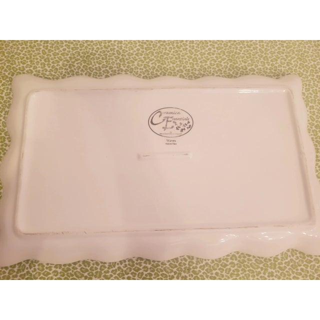 Fitz and Floyd Vintage Yellow White Ceramic Diamond Scalloped Edge Large Serving Platter For Sale - Image 4 of 9