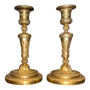 Pair of Late 19th Century French Louis XVI Style Gilt Bronze Candlesticks