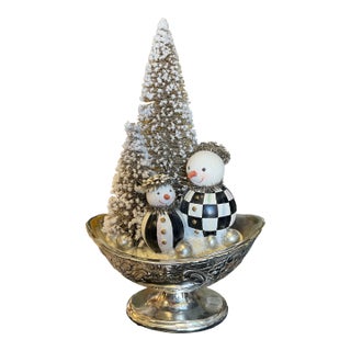 Vintage Silver Snowman Arrangement Signed MacKenzie-Childs For Sale