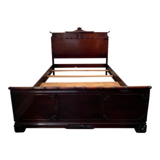 Early 20th Century Mahogany Chinese Chippendale Pagoda Full/Double Bed Frame For Sale