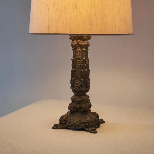 Metal Antique Table Lamp in Bronze, 1900s For Sale - Image 7 of 8