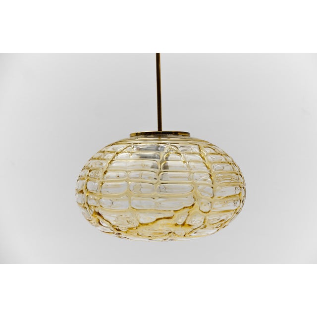 1960s Yellow Oval Murano Glass Ball Pendant Lamp by Doria Leuchten, Germany, 1960s For Sale - Image 5 of 11