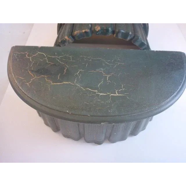 Green Pair Late 20th Century Transitional Wall Shelf Brackets Painted Green Gold Crackle For Sale - Image 8 of 11