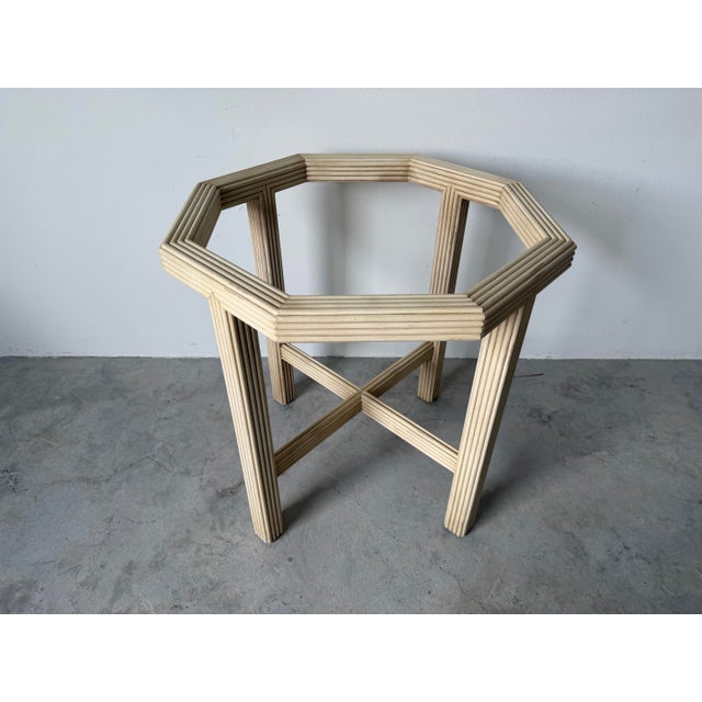 Vintage Faux Pencil Reed Carved Wood Octagonal Dining Table Base For Sale - Image 12 of 12
