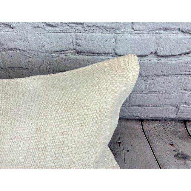 Turkish 16 x 24 Hemp Pillow Turkish Cushion Natural White Pillow Cushion Cover For Sale - Image 3 of 4