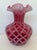 Mid-Century Modern Fenton Cranberry Satin Diamond Optic Vase With Ruffled Rim For Sale - Image 3 of 12