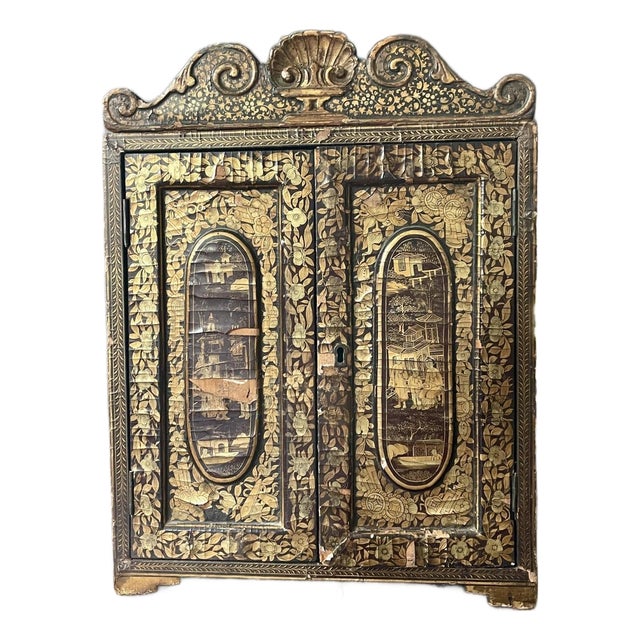 19th Century Chinese Export Lacquer Table Cabinet Qing Period For Sale