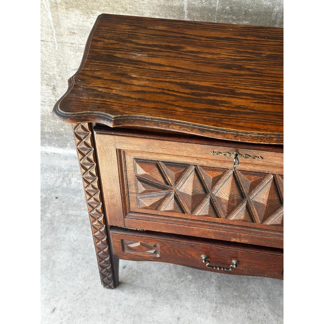 Small Carved Oak Storage Unit, 1930 For Sale - Image 14 of 18