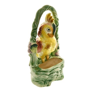 Hand Painted Ceramic Parrot Planter For Sale