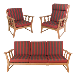 Mid-Century Danish Oak Seating Group by Henning Kjærnulf, Attributed
