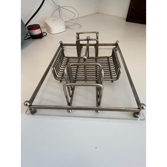 Vintage Chrome & Glass Stationary Holder For Sale In New York - Image 6 of 7