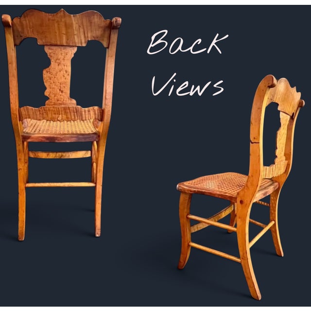 Wood Antique Birdseye Tiger Maple Cane Seat Chair-Federal Style-Accent-Side-Furniture For Sale - Image 7 of 11