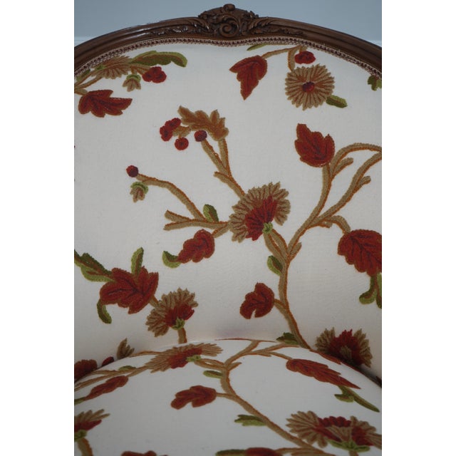 Vintage French Chaise Lounge New Crewel Work Upholstery For Sale - Image 13 of 18