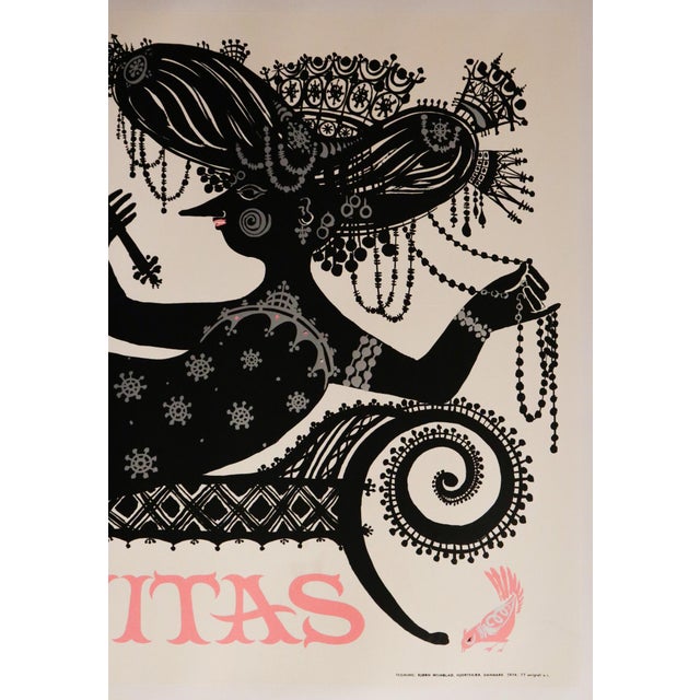 Mid-Century Modern 1954 Danish Poster, Vanitas (Pink Version) by Bjorn Wiinblad For Sale - Image 3 of 3