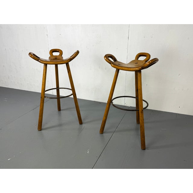 Vintage Brutalist Marbella Bar Stools by Sergio Rodrigues, 1970s, Set of 2 For Sale - Image 4 of 8
