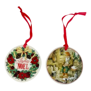 Vintage Swedish Gustavian Bergquist Porcelain Christmas Ornaments - Set of 2
