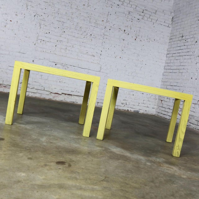 Mid Century Modern Blonde Cerused Oak Parsons End Tables Style Wormley for Dunbar For Sale - Image 10 of 13