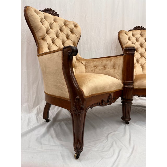 Late 19th Century Late 19th Century Victorian Velvet Upholstery Gossip Chair For Sale - Image 5 of 9