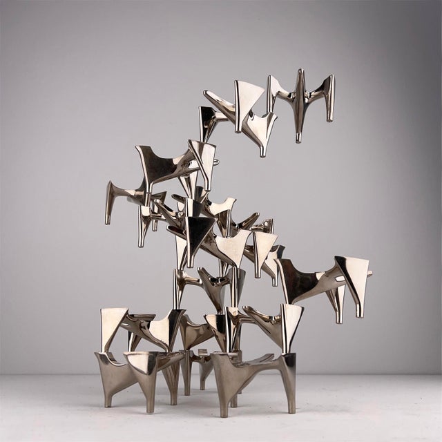 Silver Vintage Brutalist Candlestick Elements by Hammonia Motard, Germany, 1960s, Set of 17 For Sale - Image 8 of 8