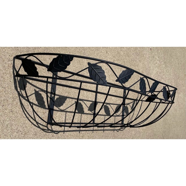 Mid-Century Modern Vintage Black Metal Wall Planter For Sale - Image 3 of 7