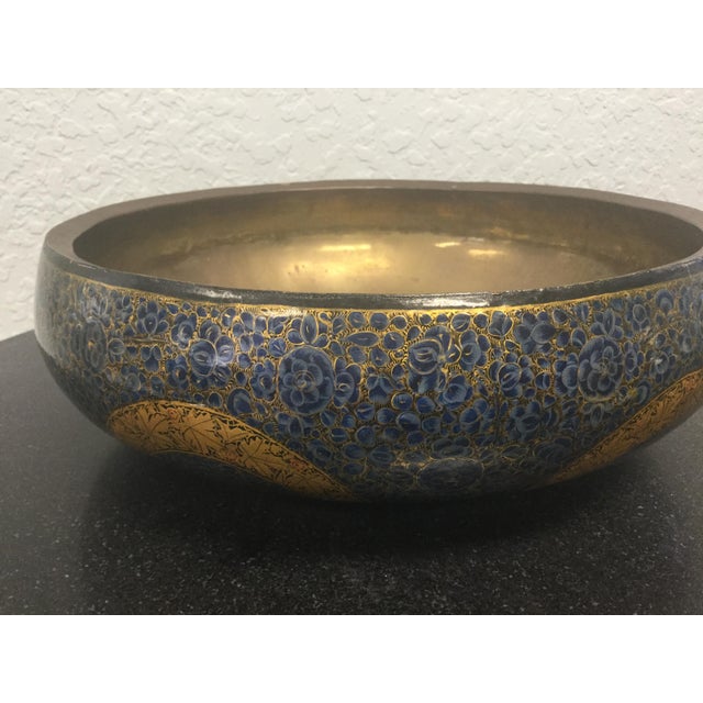 Antique Indian Kashmir Lacquer Paper Mache Bowl Chairish