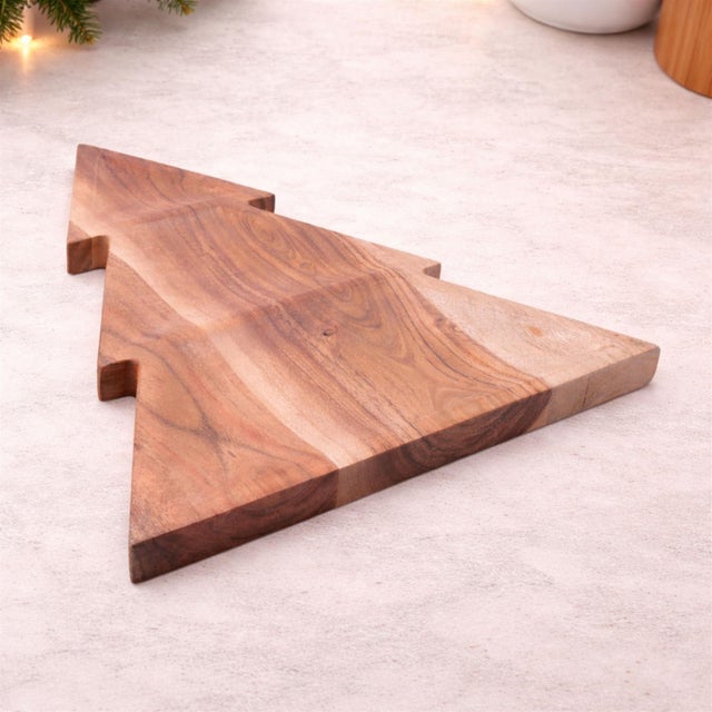 Serve up holiday cheer with this Wood Christmas Tree Divided Serving Tray, a festive and functional centerpiece for your...