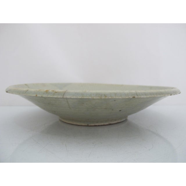 Chinese East Asian Song or Yuan Style Celadon Glaze Shallow Earthenware Bowl For Sale In Portland, OR - Image 6 of 9