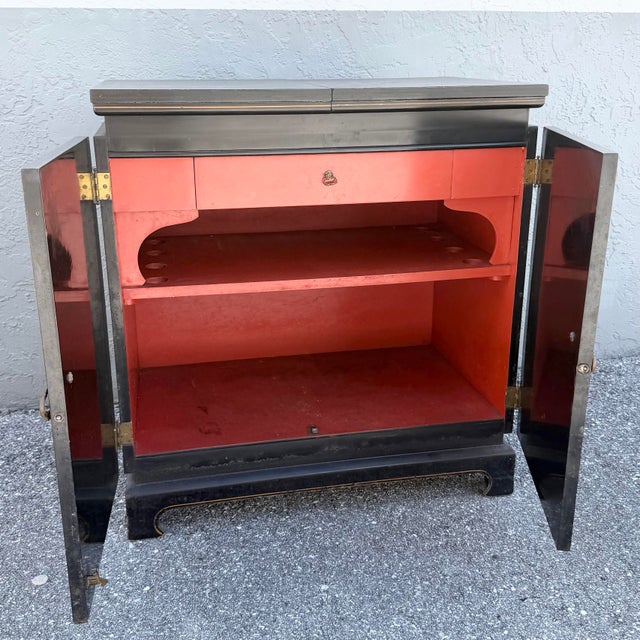 Vintage Chinese Hand Painted Extendable Dry Bar For Sale - Image 9 of 11