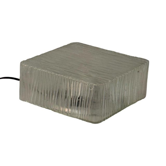 Late 20th Century Vintage Ceiling or Wall Mounted Lamp with Ribbed Glass and Metal Mount, Former Czechoslovakia, 1970s For Sale - Image 5 of 8