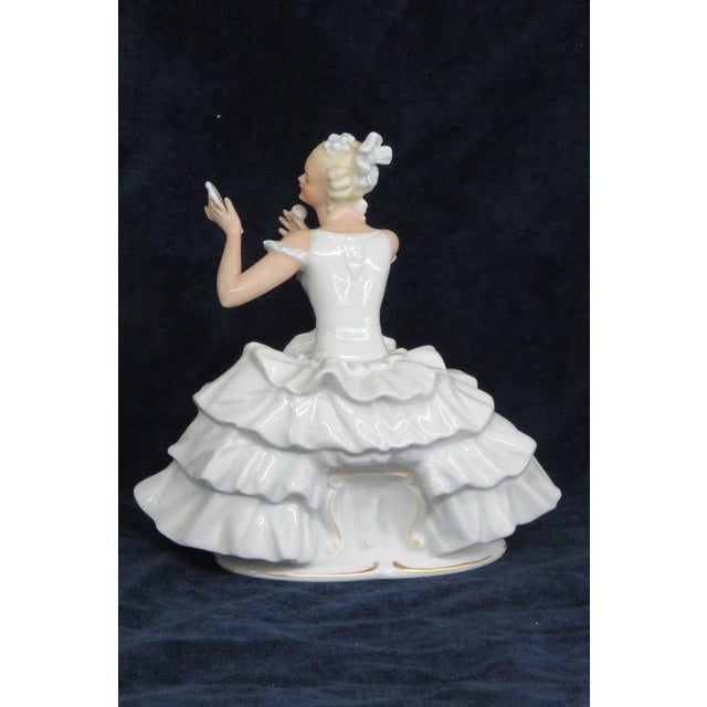 Wallendorf Porcelain Seated Ballerina With Mirror Figurine Germany
