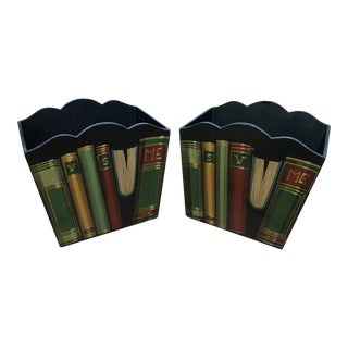 Vintage Italian Faux Painted Waste Cans, a Pair For Sale