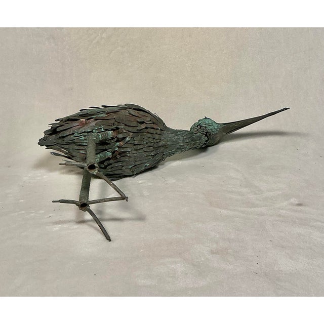 Vintage 50s 60s Ibis Sculpture Copper Natural Verdigris on Stone Base For Sale - Image 10 of 12